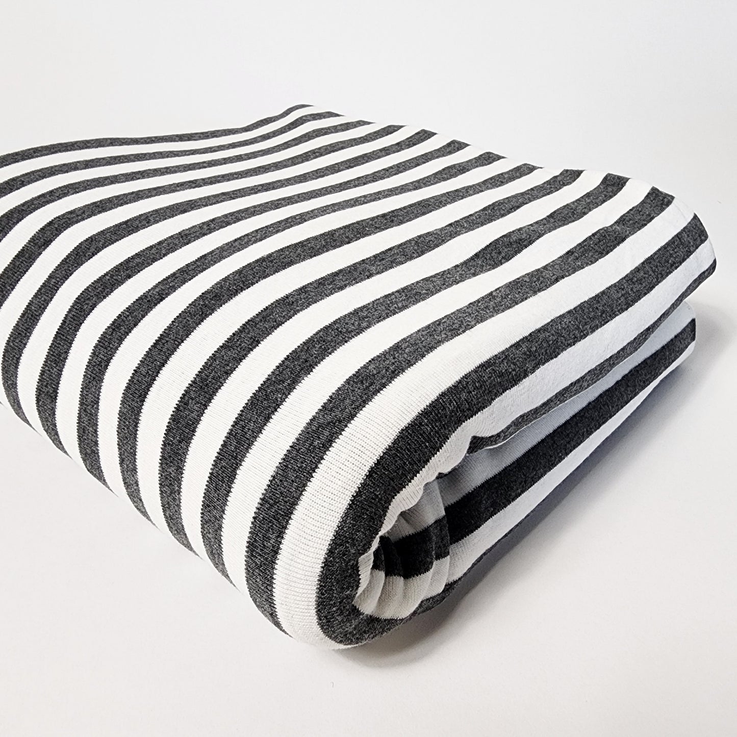 1x1 Yarn Dyed Thick Striped Rib Knit- Charcoal