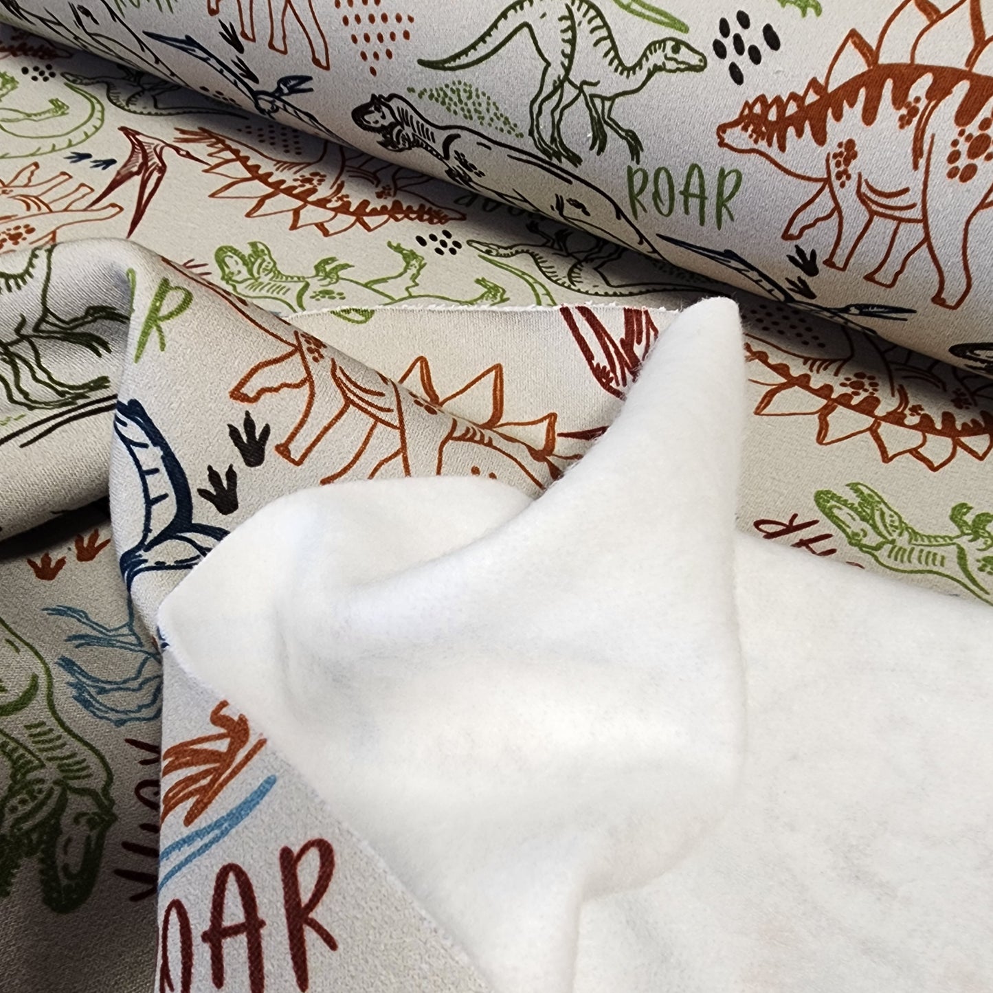 European Printed Sweatshirt Fleece - Fun Color Dinos