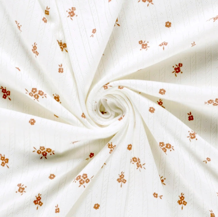 European Printed Ribbed Pointelle - Ditsy Floral