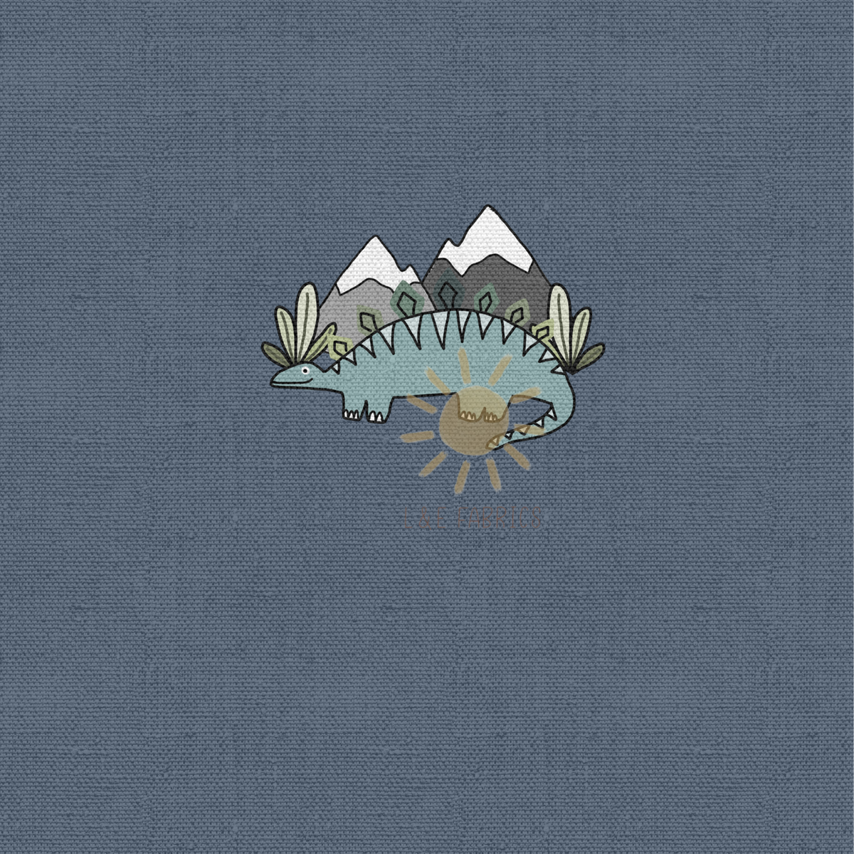 Colorful Dino Panel - Navy