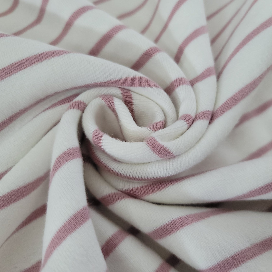 1x1 Yarn Dyed Striped Rib Knit - Peony