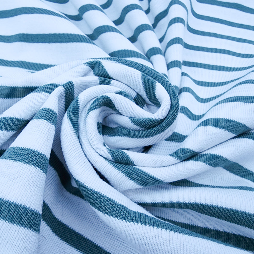 1x1 Yarn Dyed Striped Rib Knit- Jade