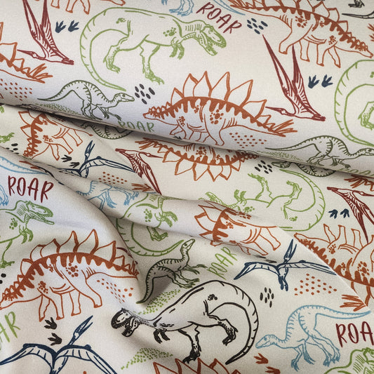 European Printed Sweatshirt Fleece - Fun Color Dinos