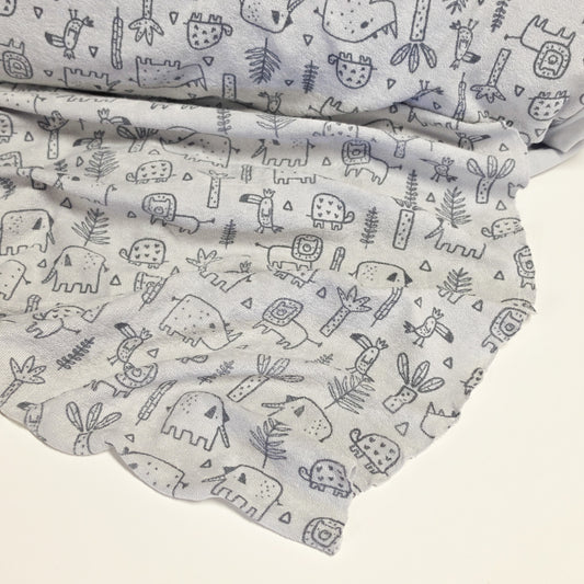 European Printed Sponge Terry - Safari Animals