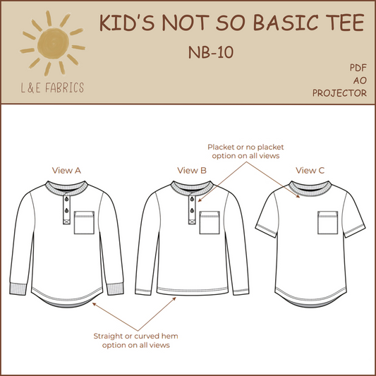 Kid's Not So Basic Tee Sewing Pattern