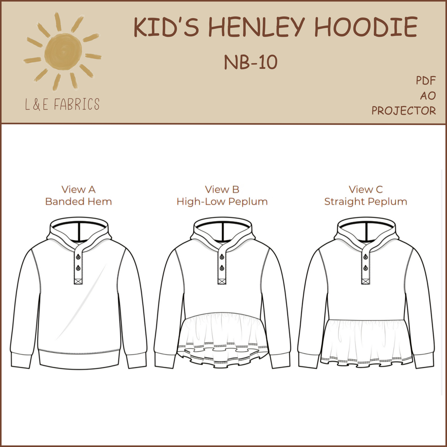 Kid's Henley Hoodie Sewing Pattern