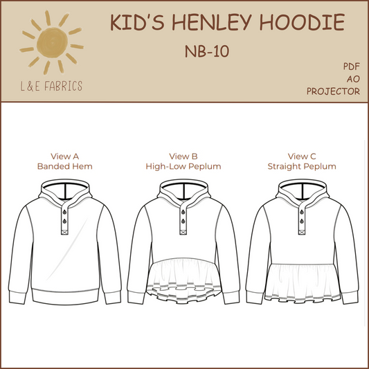 Kid's Henley Hoodie Sewing Pattern