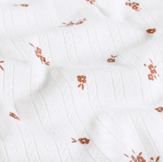 European Printed Ribbed Pointelle - Ditsy Floral