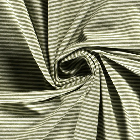 Yarn Dyed Jersey Stripes and Rib - Forest Green