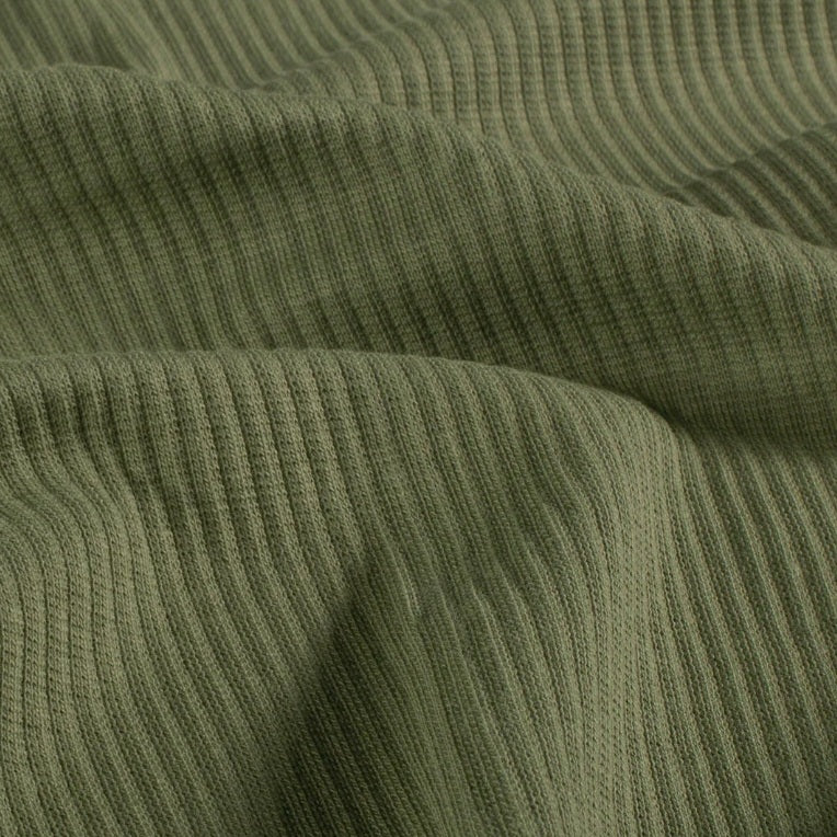 Yarn Dyed Jersey Stripes and Rib - Forest Green