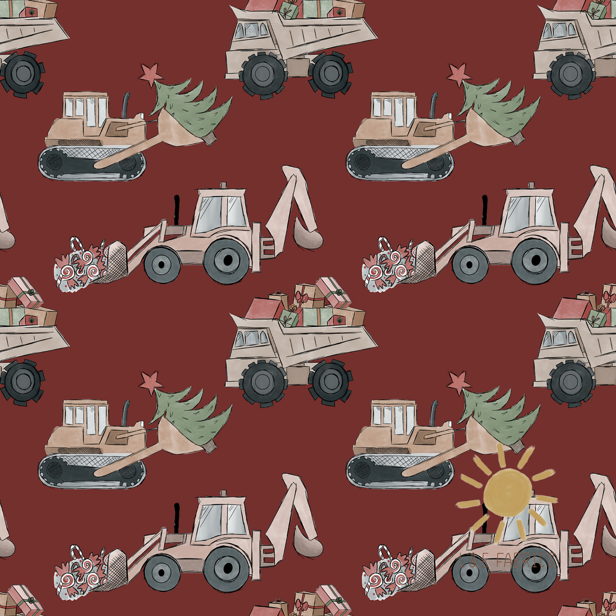 Christmas Construction Vehicles - Red