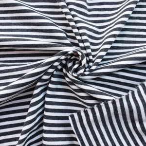1x1 Yarn Dyed Striped Rib Knit- Charcoal